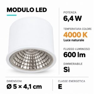 Modulo led sostitutivo dimmerabile 6.4w 4000k eglo puck cob nw
