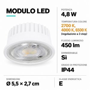 Modulo led sostitutivo dimmerabile 4.8w cct 2700k 6500k eglo