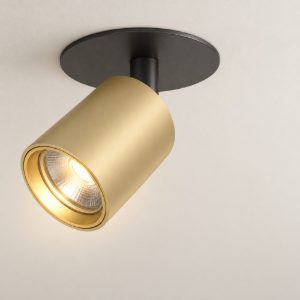 Eglo mengibar tube faretto da incasso per cartongesso orientabile led 4,8w cct oro e nero