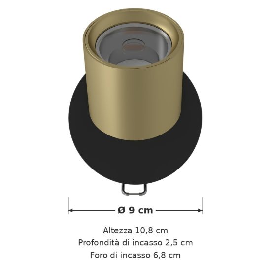 Eglo mengibar tube faretto da incasso per cartongesso orientabile led 4,8w cct oro e nero