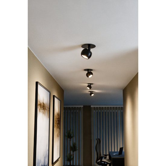 Eglo mengibar sphere faretto da incasso per cartongesso orientabile led 4,8w cct nero