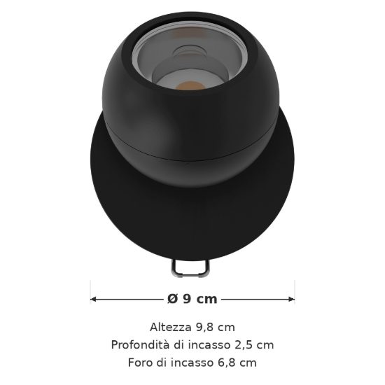 Eglo mengibar sphere faretto da incasso per cartongesso orientabile led 4,8w cct nero