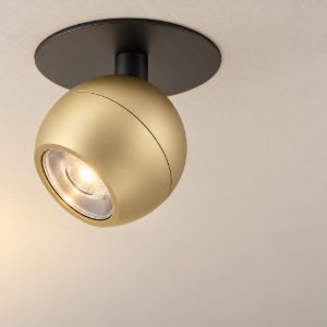 Eglo mengibar sphere faretto da incasso per cartongesso orientabile led 4,8w cct oro e nero