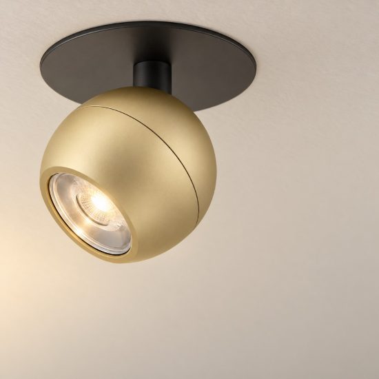 Eglo mengibar sphere faretto da incasso per cartongesso orientabile led 4,8w cct oro e nero
