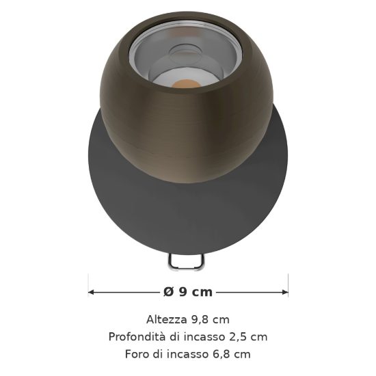 Eglo mengibar sphere faretto da incasso per cartongesso orientabile led 4,8w cct bronzo e nero