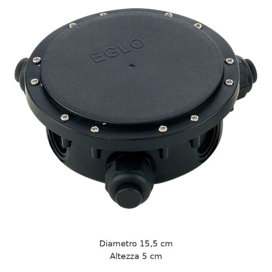 Eglo connector box scatola di connessione da esterno ip68 15,5cm con 3 pressacavi nera