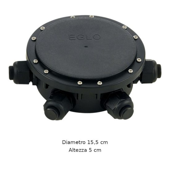Eglo connector box scatola di connessione da esterno ip68 15,5cm con 6 pressacavi nera
