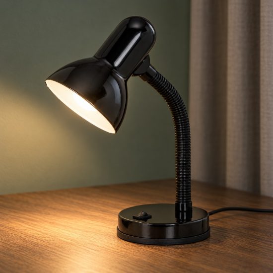 Eglo basic lampada da scrivania e27 30cm per ufficio moderna nera