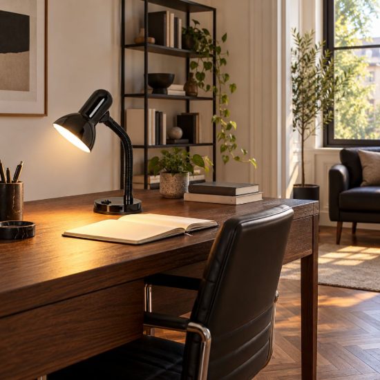 Eglo basic lampada da scrivania e27 30cm per ufficio moderna nera