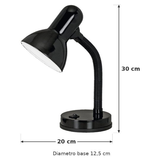 Eglo basic lampada da scrivania e27 30cm per ufficio moderna nera