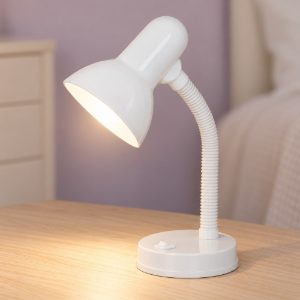 Eglo basic lampada da scrivania e27 30cm per ufficio moderna bianca