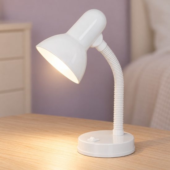 Eglo basic lampada da scrivania e27 30cm per ufficio moderna bianca