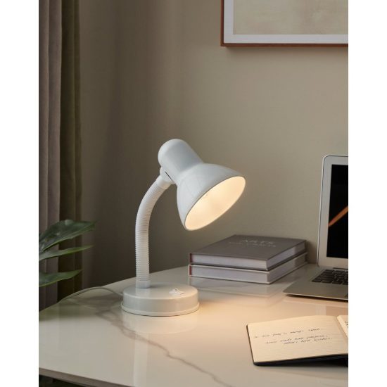 Eglo basic lampada da scrivania e27 30cm per ufficio moderna bianca
