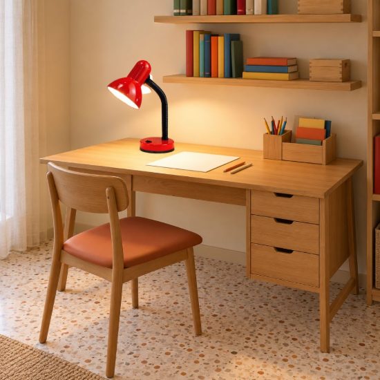 Eglo basic lampada da scrivania e27 30cm per ufficio moderna rossa