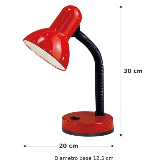 Eglo basic lampada da scrivania e27 30cm per ufficio moderna rossa
