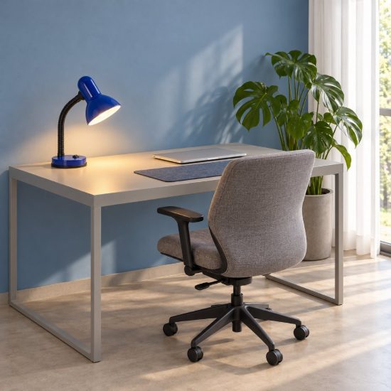 Eglo basic lampada da scrivania e27 30cm per ufficio moderna blu