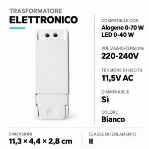Eglo trasformatore elettronico dimmerabile per alogene 0-70w e led 0-40w 11,3cm bianco
