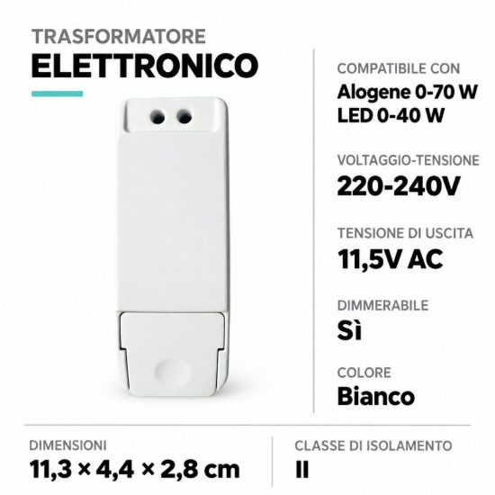 Eglo trasformatore elettronico dimmerabile per alogene 0-70w e led 0-40w 11,3cm bianco