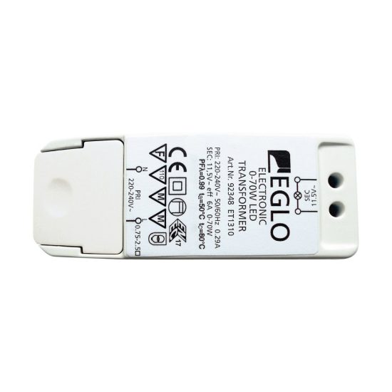 Eglo trasformatore elettronico dimmerabile per alogene 0-70w e led 0-40w 11,3cm bianco