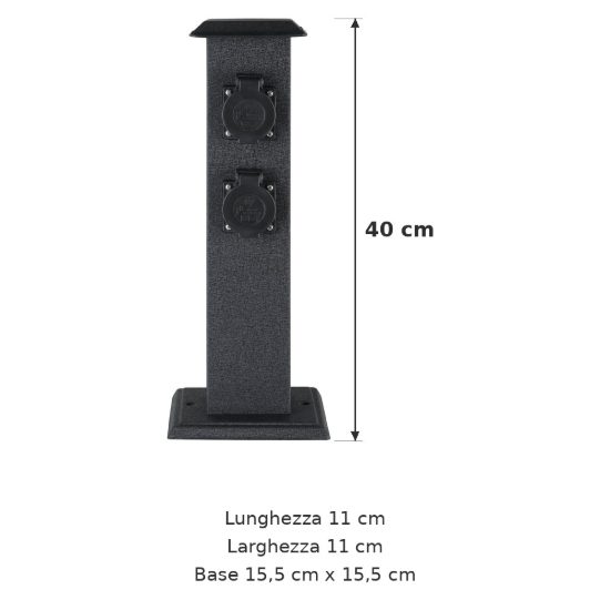 Eglo park 4 colonnina da esterno con 2 prese 40cm ip44 nera