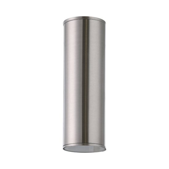 Eglo riga applique da esterno 2 luci gu10 led 5,6w 3000k 6,5cm ip44 moderna cilindrica acciaio inox