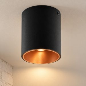Eglo polasso faretto da soffitto led 3,3w 3000k 10cm moderno cilindrico nero e rame
