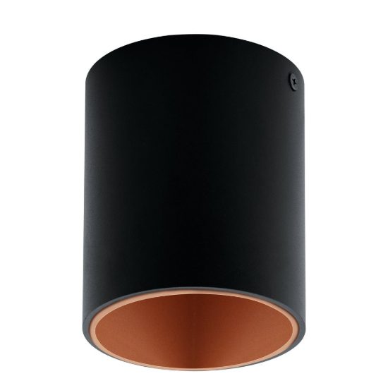 Eglo polasso faretto da soffitto led 3,3w 3000k 10cm moderno cilindrico nero e rame