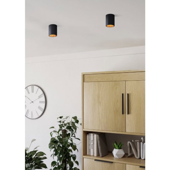Eglo polasso faretto da soffitto led 3,3w 3000k 10cm moderno cilindrico nero e rame