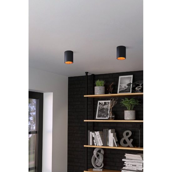 Eglo polasso faretto da soffitto led 3,3w 3000k 10cm moderno cilindrico nero e rame