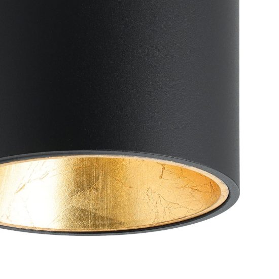 Eglo polasso faretto da soffitto led 3,3w 3000k 10cm moderno cilindrico nero e oro