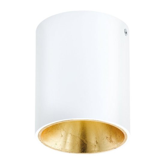 Eglo polasso faretto da soffitto led 3,3w 3000k 10cm moderno cilindrico bianco e oro