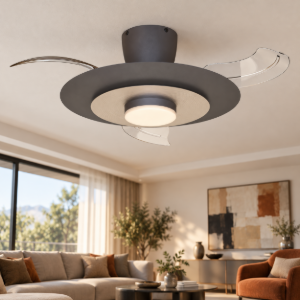 Ventilatore da soffitto caffè nichel spazzolato con luce con telecomando led 20w cct 3000k 5000k dimmerabile