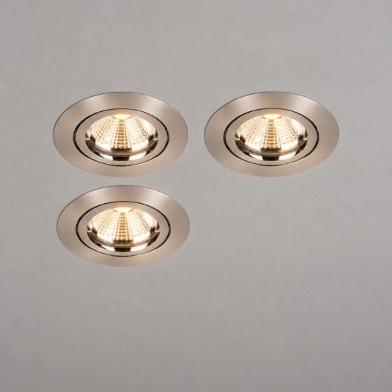 Eglo tedo 1 set 3 faretti da incasso per cartongesso orientabili gu10 led 14,4w 3000k nichel