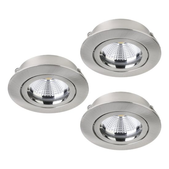 Eglo tedo 1 set 3 faretti da incasso per cartongesso orientabili gu10 led 14,4w 3000k nichel