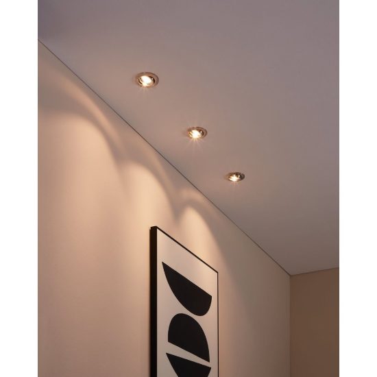 Eglo tedo 1 set 3 faretti da incasso per cartongesso orientabili gu10 led 14,4w 3000k nichel