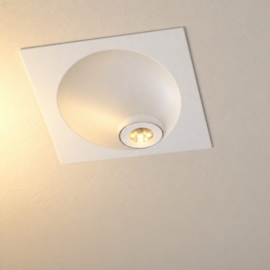 Eglo zarate faretto da incasso per cartongesso led 2w 3000k foro 6,3cm quadrato bianco