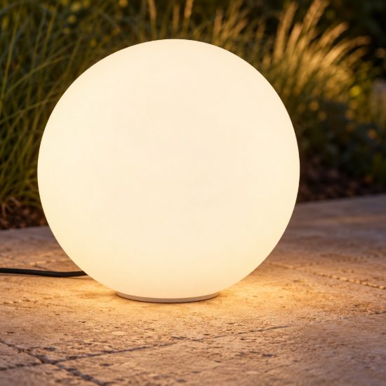 Eglo monterolo lampada da terra per esterno a sfera e27 30cm ip65 moderna bianca
