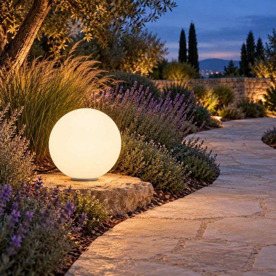 Eglo monterolo lampada da terra per esterno a sfera e27 30cm ip65 moderna bianca