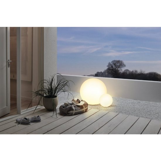 Eglo monterolo lampada da terra per esterno a sfera e27 30cm ip65 moderna bianca