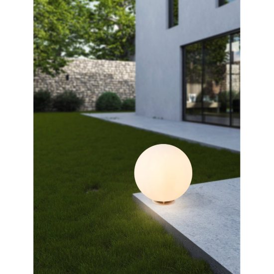 Eglo monterolo lampada da terra per esterno a sfera e27 30cm ip65 moderna bianca