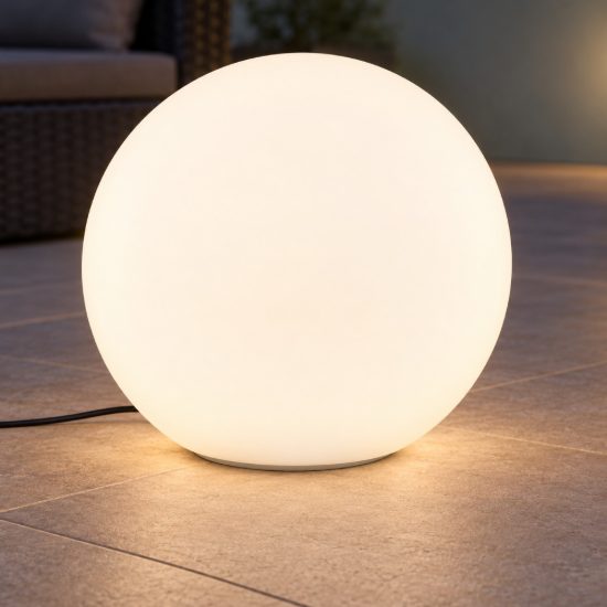 Eglo monterolo lampada da terra per esterno a sfera e27 39cm ip65 moderna bianca