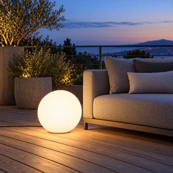 Eglo monterolo lampada da terra per esterno a sfera e27 39cm ip65 moderna bianca