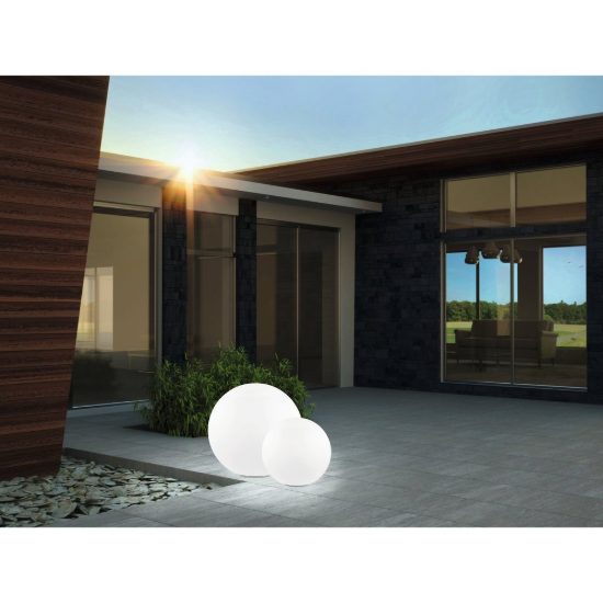 Eglo monterolo lampada da terra per esterno a sfera e27 39cm ip65 moderna bianca