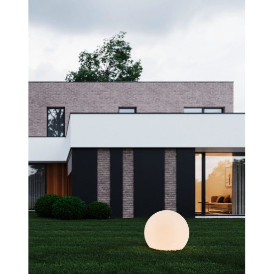 Eglo monterolo lampada da terra per esterno a sfera e27 39cm ip65 moderna bianca