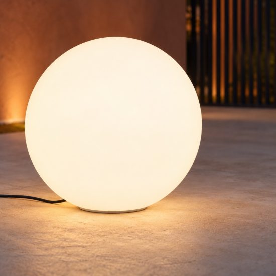 Eglo monterolo lampada da terra per esterno a sfera e27 50cm ip65 moderna bianca