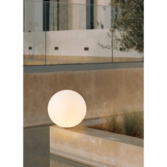 Eglo monterolo lampada da terra per esterno a sfera e27 50cm ip65 moderna bianca