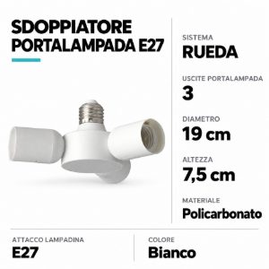Eglo rueda sdoppiatore portalampada e27 a 3 uscite 19cm bianco