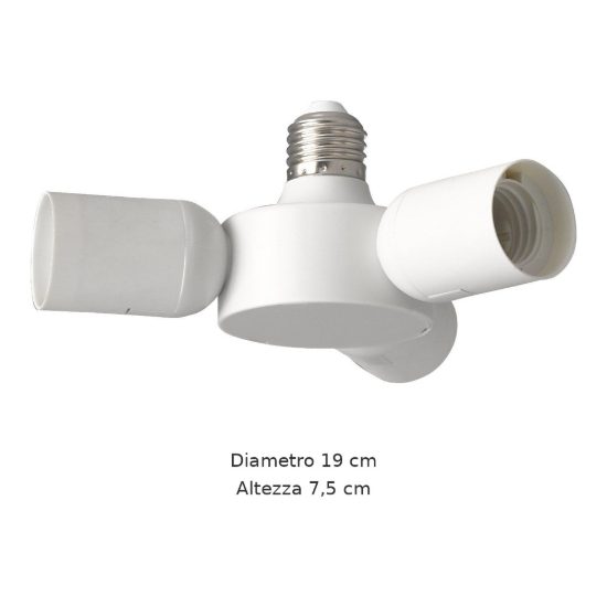 Eglo rueda sdoppiatore portalampada e27 a 3 uscite 19cm bianco