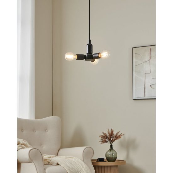 Eglo rueda sdoppiatore portalampada e27 a 3 uscite 19cm nero