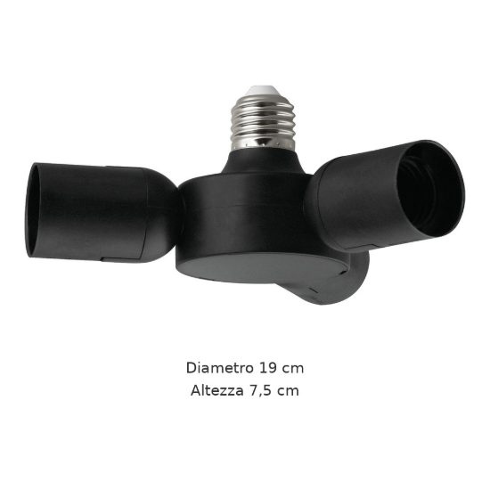 Eglo rueda sdoppiatore portalampada e27 a 3 uscite 19cm nero